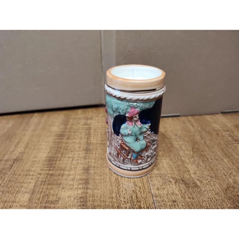Handmade Bay Rum Scented Candle 6 oz Vintage Ceramic Mini Beer Stein Mug D27